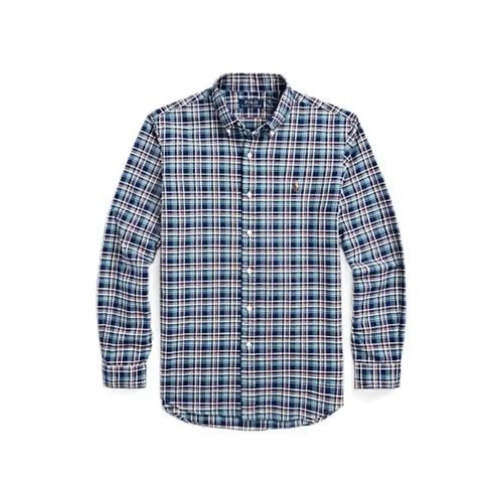 POLO RALPH LAUREN Classic Fit Plaid Oxford Shirt Blue L